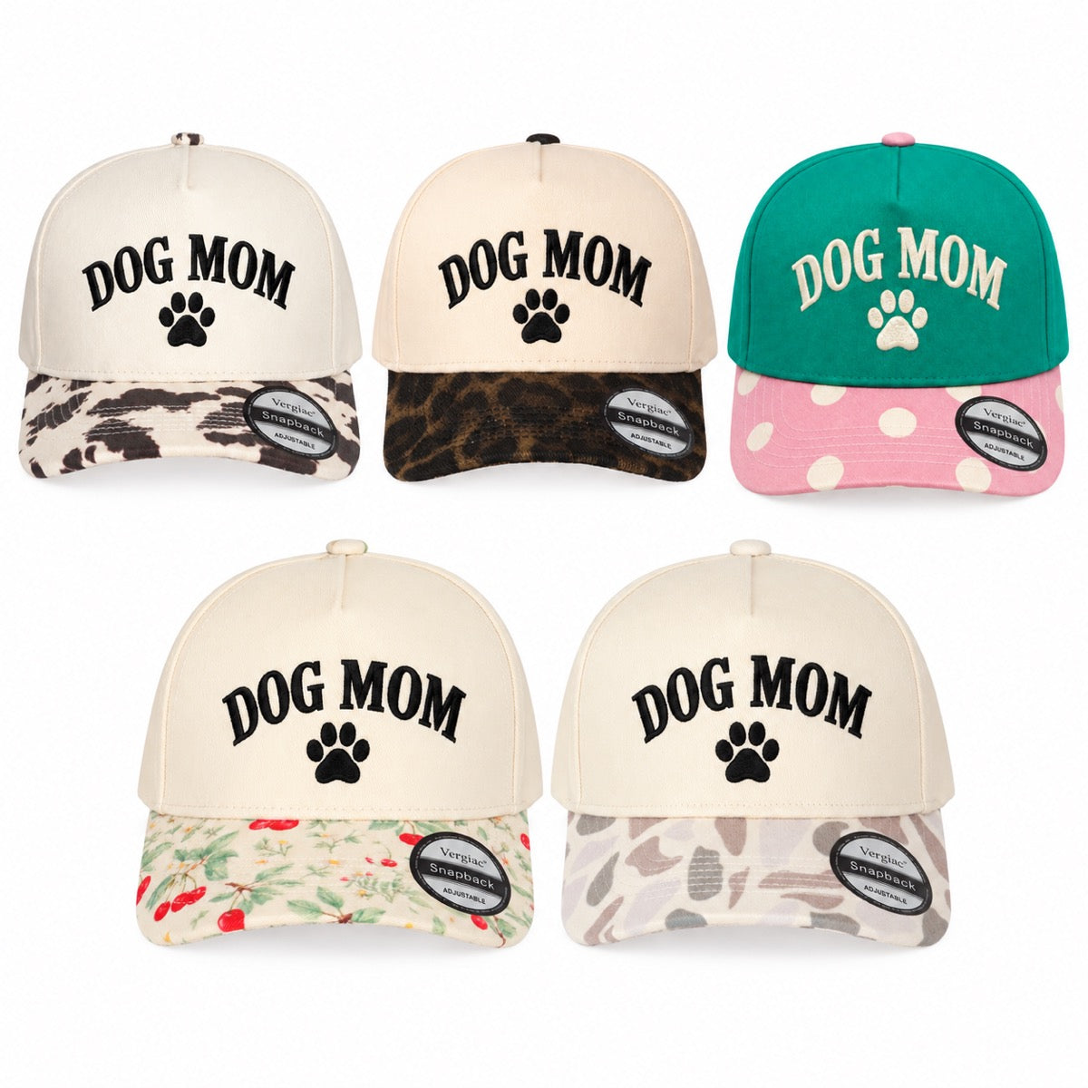 Dog Mom Paw Print 5-Panel Trucker Hat