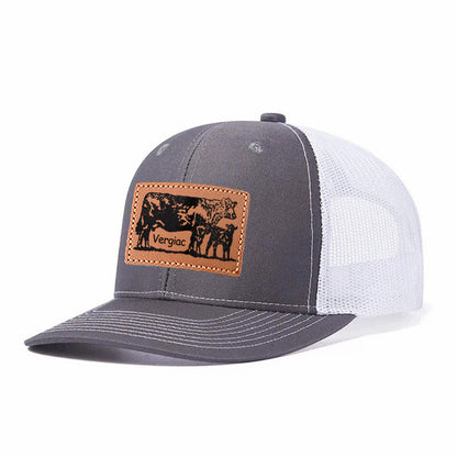 Cow Leather Patch Trucker Hat