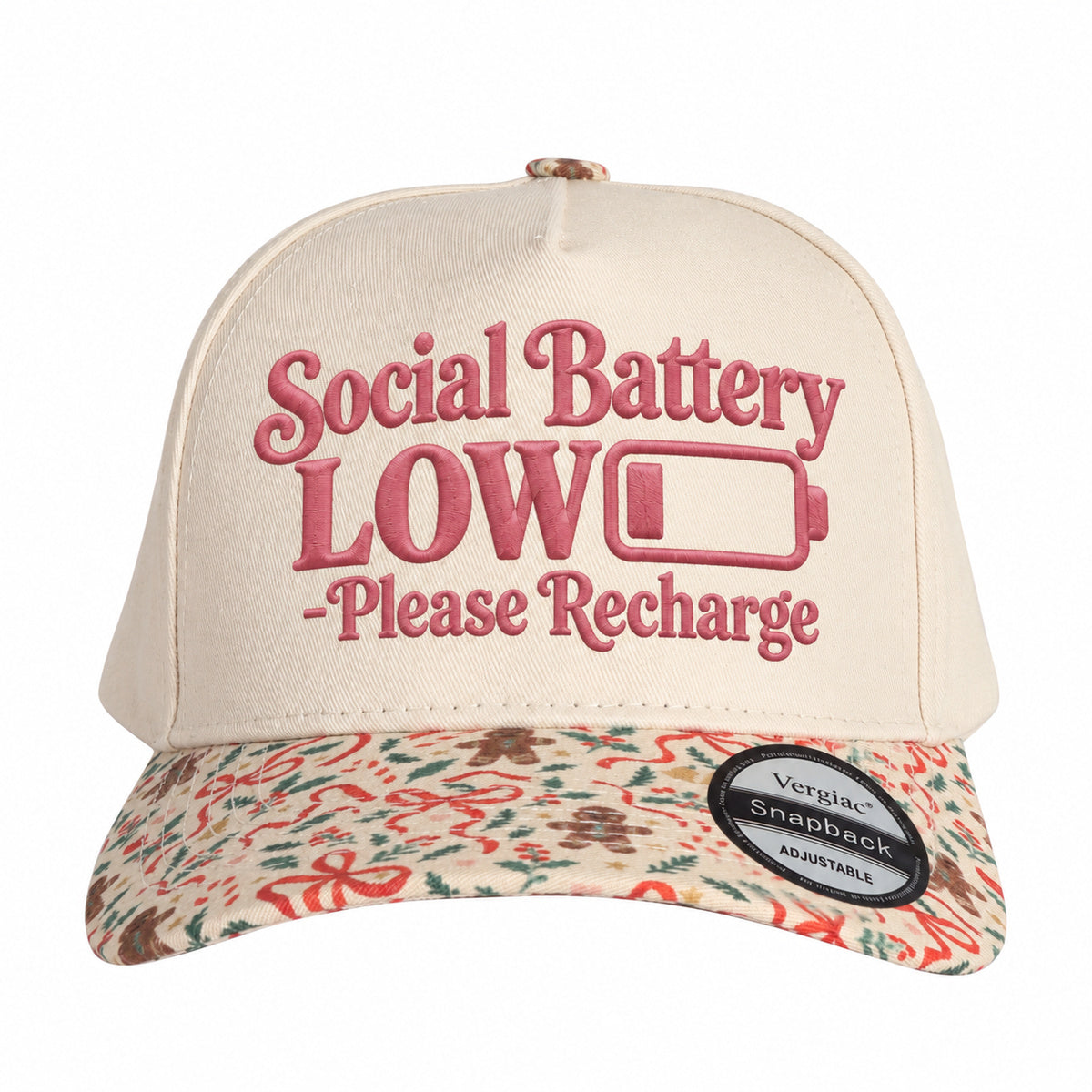 Social Battery Low Please Recharge Battery Graphic 5-Panel Trucker Hat