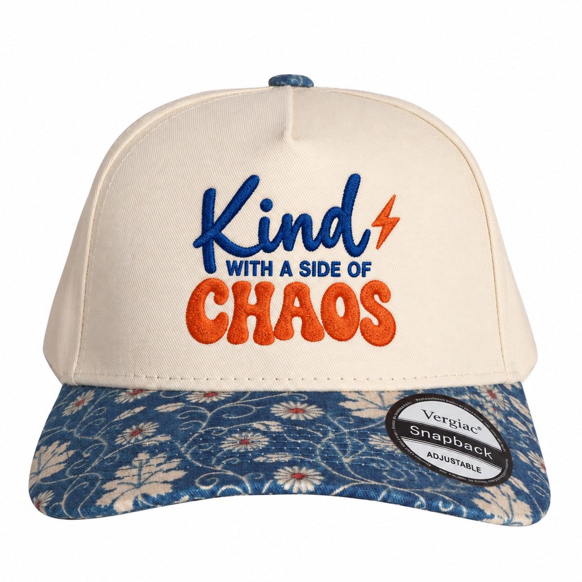 5-Panel Embroidered Cotton Trucker Hat with Printed Brim and Structured Front, Adjustable Unisex Baseball Cap, 1 Piece