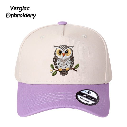 Owl Embroidered Color Block Trucker Hat, Adjustable Unisex Cap for Travel and Everyday Wear