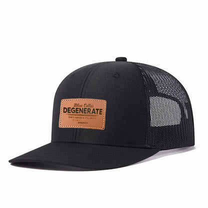 Blue Collar Degenerate Leather Patch Trucker Hat