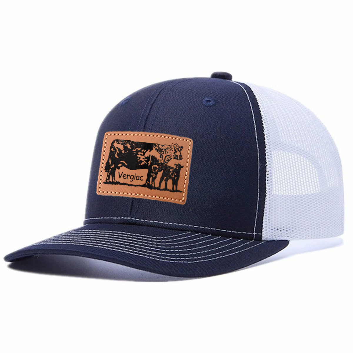 Cow Leather Patch Trucker Hat