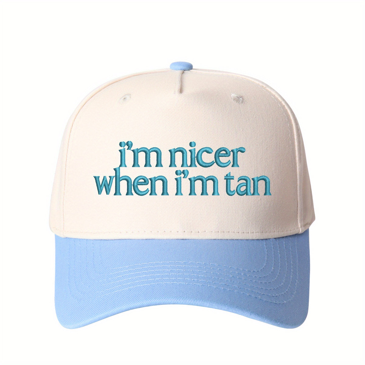 1pc “I'm Nicer When I'm Tan” Embroidered Trucker Hat for Women, Stylish Baseball Cap