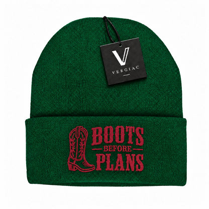 Boots Before Plans Embroidered Knit Beanie