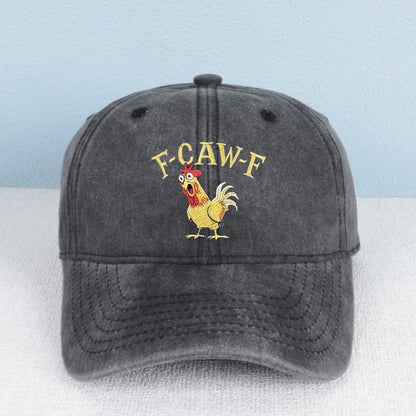 Funny F-caw-f Rooster Embroidered Vintage Hat