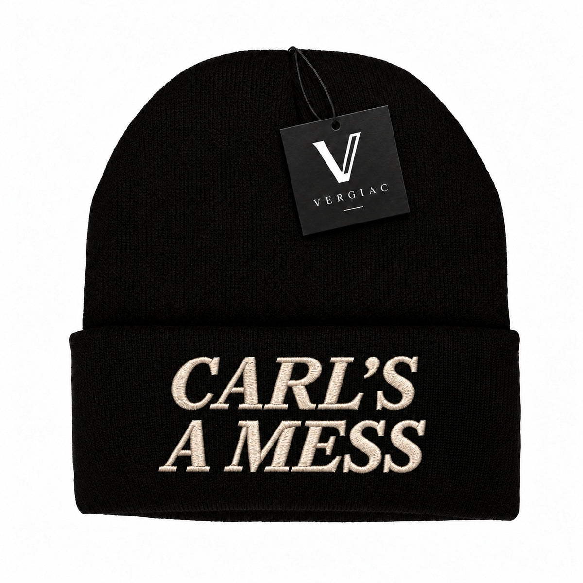 A CARL'S A MESS Embroidered Acrylic Knitted Hat Unisex High Elasticity High Gram Weight Warm and Comfortable