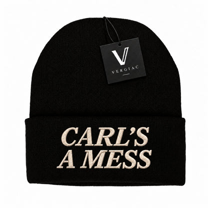 A CARL'S A MESS Embroidered Acrylic Knitted Hat Unisex High Elasticity High Gram Weight Warm and Comfortable