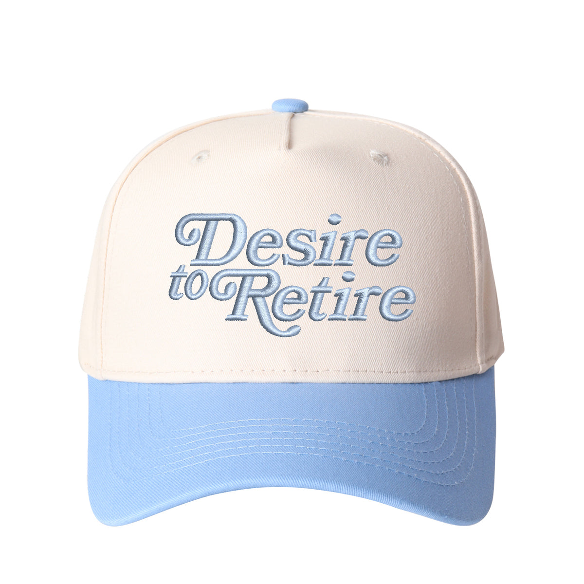 "Desire to Retire" Letter Embroidered Patchwork Trucker Hat | Adjustable Unisex Snapback, Dream Life Travel Essential Cap