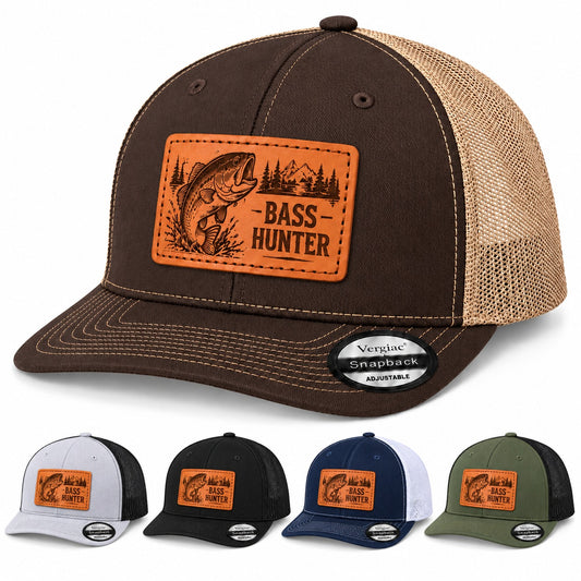 Bass Hunter Leather Patch Trucker Hat