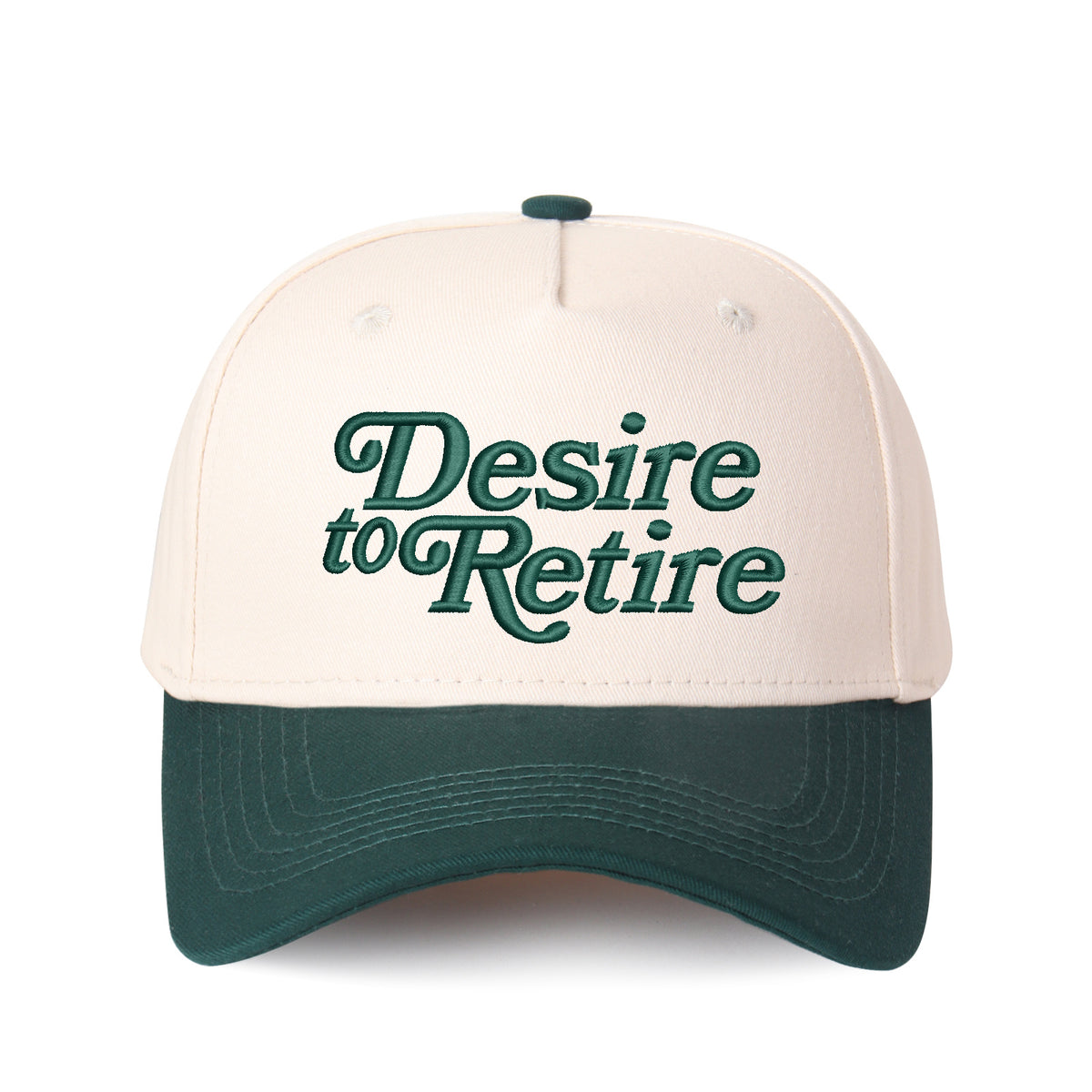"Desire to Retire" Letter Embroidered Patchwork Trucker Hat | Adjustable Unisex Snapback, Dream Life Travel Essential Cap
