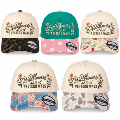 5-Panel Embroidered Cotton Trucker Hat with Printed Brim and Structured Front, Adjustable Unisex Baseball Cap, 1 Piece