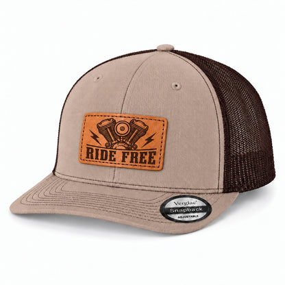 Ride Free Leather Patch Trucker Hat