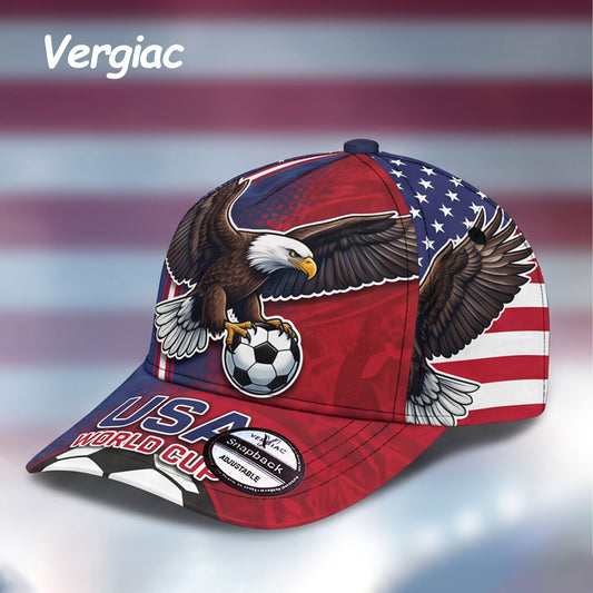 Eagle Holding a Football Print Baseball Cap with Slightly Curved Brim, Adjustable Unisex Hat, 1 Piece