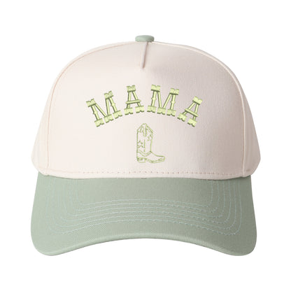 Mama And Boot Pattern Embroidered Trucker Hat
