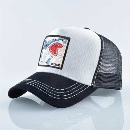 Shark Embroidered Unisex Trucker Baseball Cap