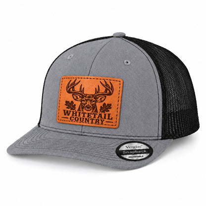 Whitetail Country Leather Patch Trucker Hat