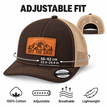 Off the Grid Leather Patch Trucker Hat