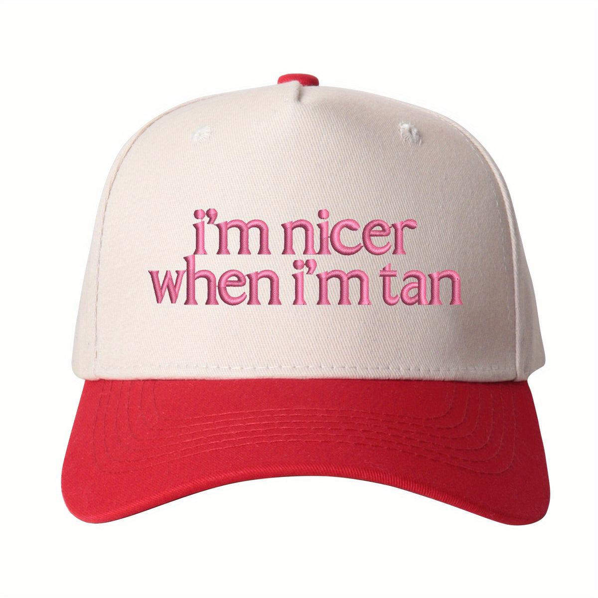 1pc “I'm Nicer When I'm Tan” Embroidered Trucker Hat for Women, Stylish Baseball Cap