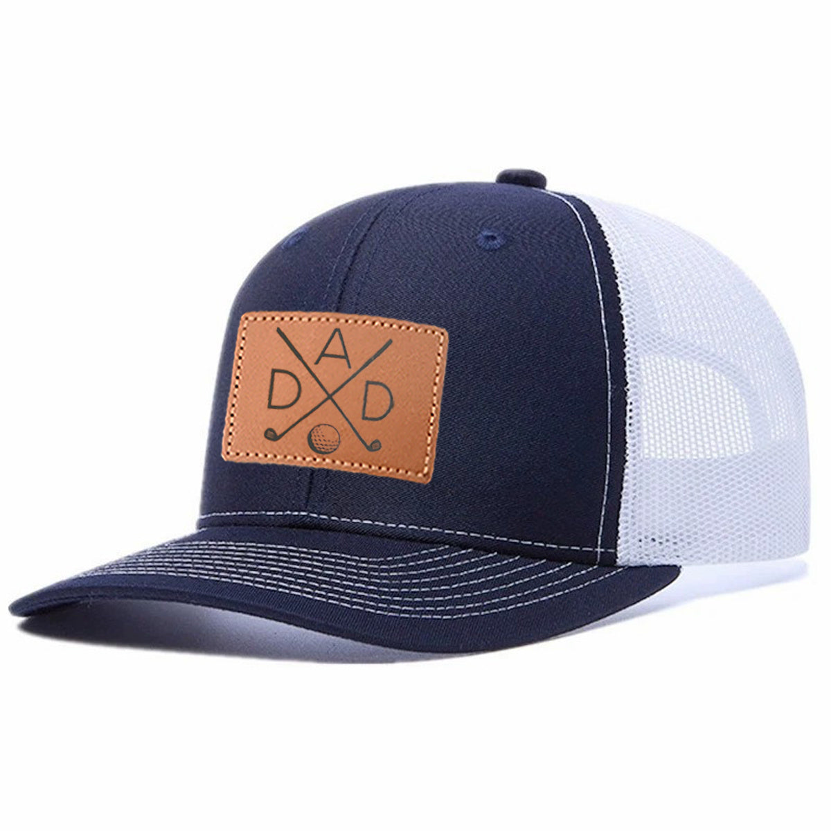 Dad Golf Leather Patch Trucker Hat