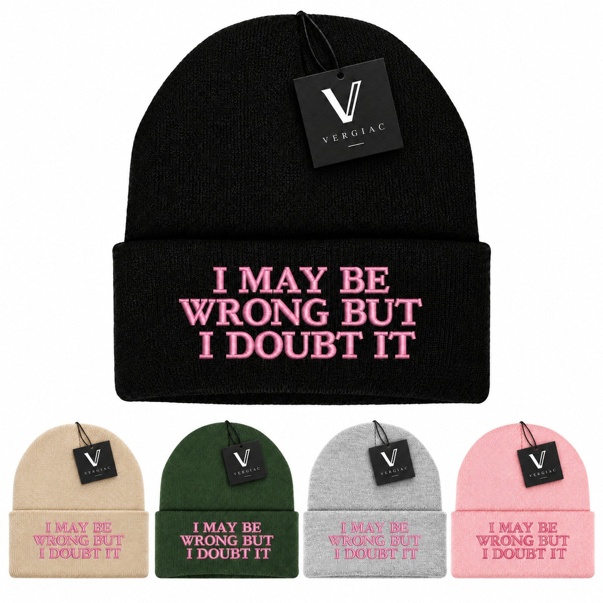 A I MAY BE WRONG BUT I DOUBT IT Embroidered Acrylic Knitted Hat Unisex High Elasticity High Gram Weight Warm and Comfortable