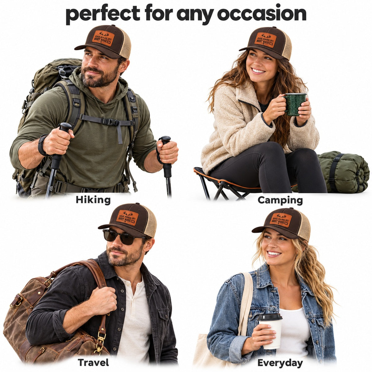 Dad Mode Off Hunt Mode On Antler Graphic Leather Patch Trucker Hat