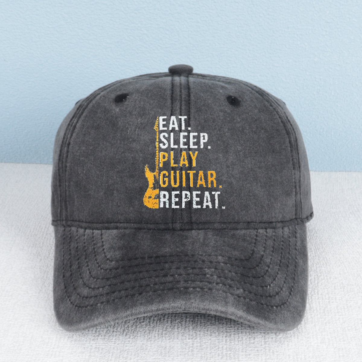 Eat. Sleep. Play Guitar. Repeat. Washed Baseball Cap