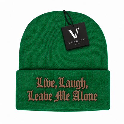 A Gothic font Embroidered Acrylic Knitted Hat Unisex High Elasticity High Gram Weight Warm and Comfortable