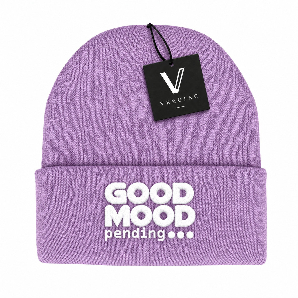 A GOOD MOOD pending... Embroidered Acrylic Knitted Hat Unisex High Elasticity High Gram Weight Warm and Comfortable