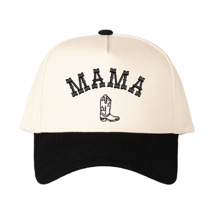 Mama And Boot Pattern Embroidered Trucker Hat