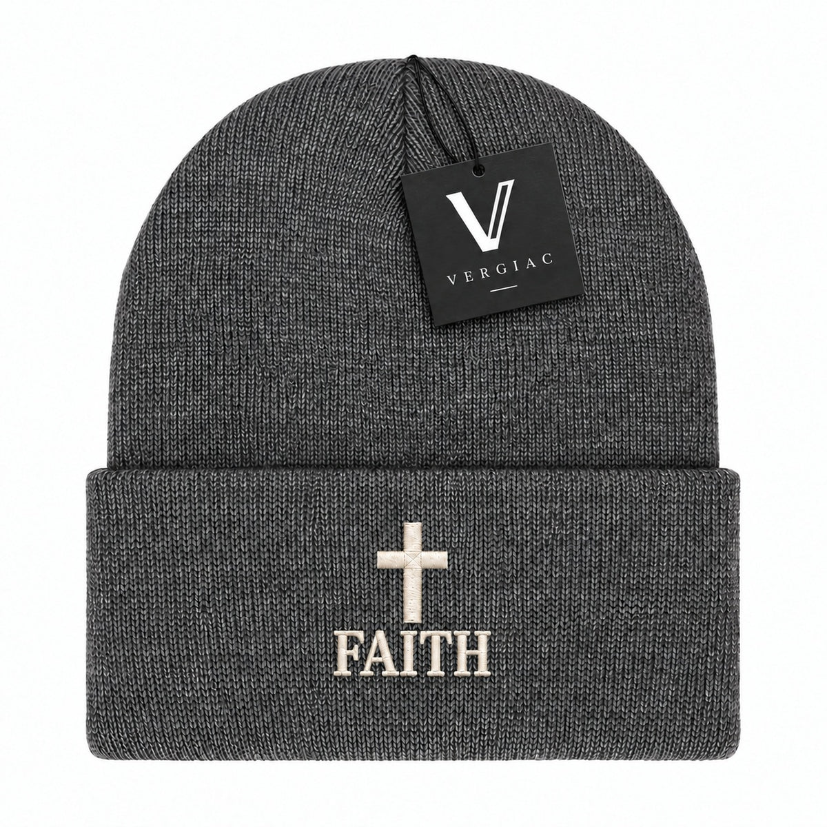 A FAITH Embroidered Acrylic Knitted Hat Unisex High Elasticity High Gram Weight Warm and Comfortable
