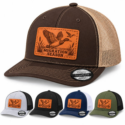 Migration Season Leather Patch Trucker Hat