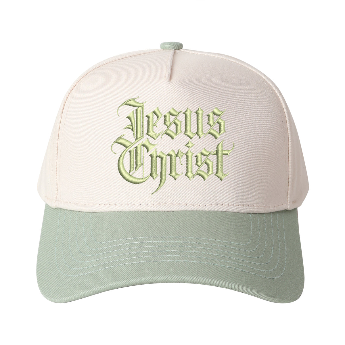 Gothic-style "Jesus Christ" Lettering Embroidered Trucker Hat