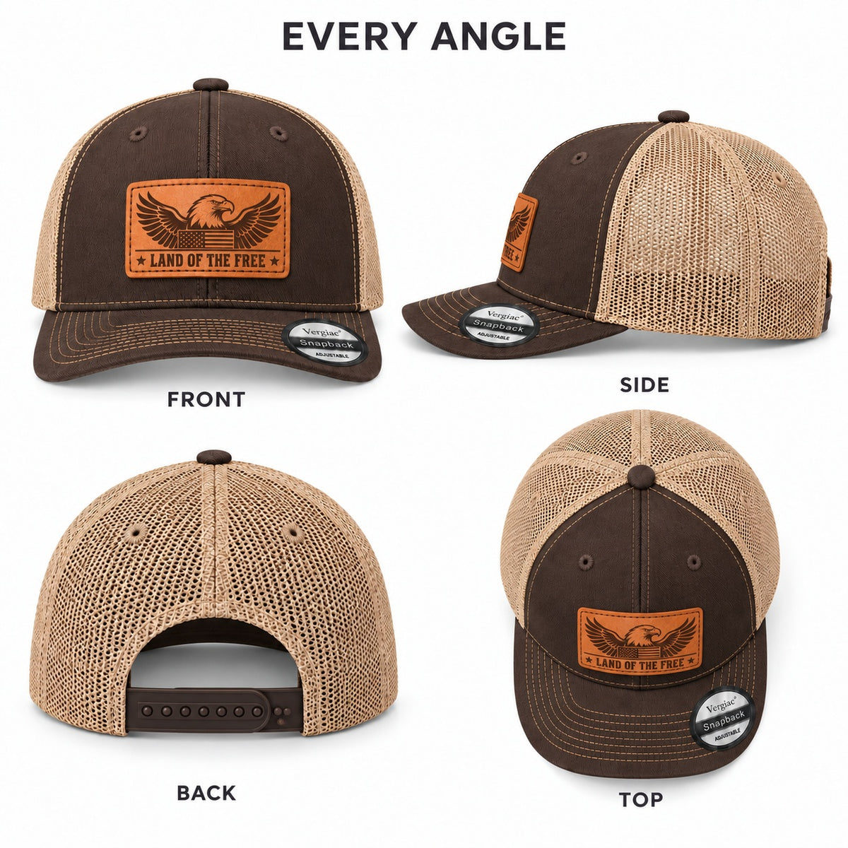 Land of the Free Leather Patch Trucker Hat