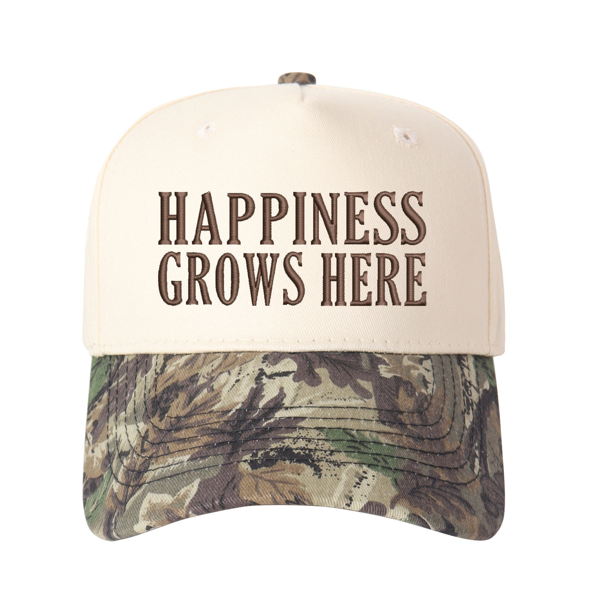 Happiness Grows Here Embroidered Trucker Hat
