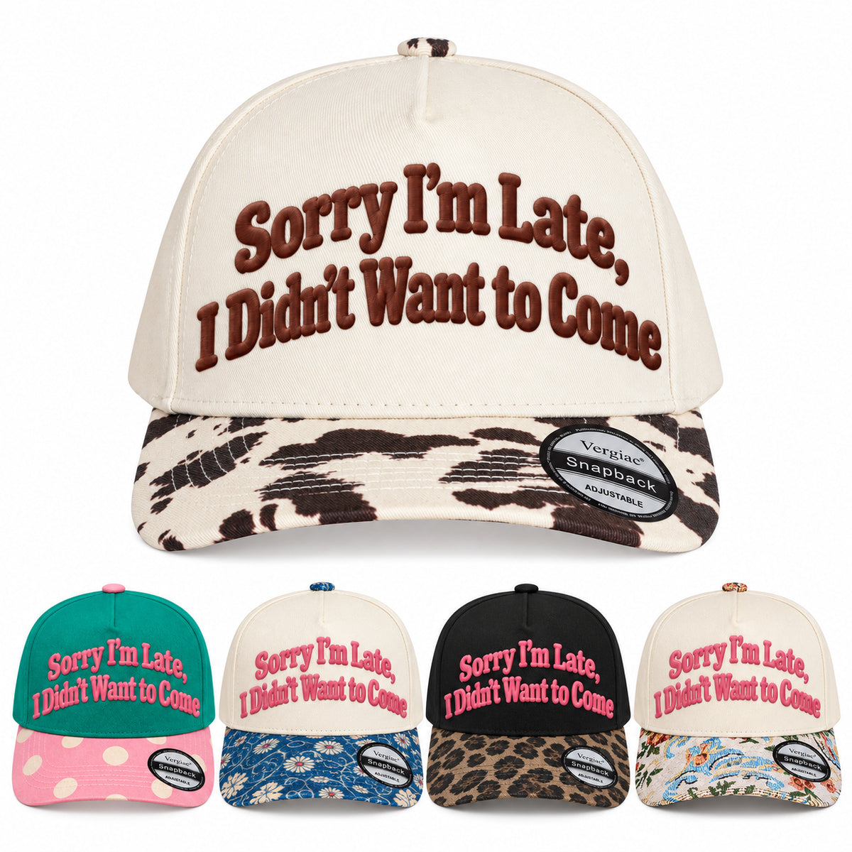 Sorry I'm Late I Didn't Want To Come Rounded 5-Panel Trucker Hat
