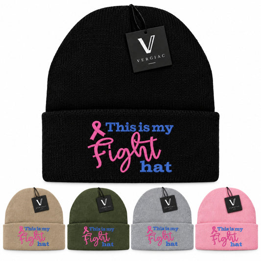 A this is my fight hat Embroidered Acrylic Knitted Hat Unisex High Elasticity High Gram Weight Warm and Comfortable