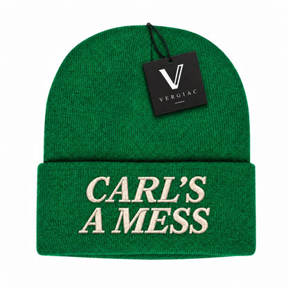 A CARL'S A MESS Embroidered Acrylic Knitted Hat Unisex High Elasticity High Gram Weight Warm and Comfortable