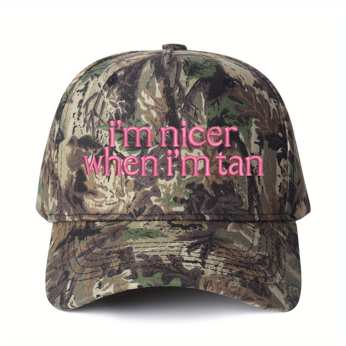 1pc “I'm Nicer When I'm Tan” Embroidered Trucker Hat for Women, Stylish Baseball Cap