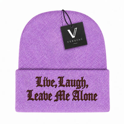 A Gothic font Embroidered Acrylic Knitted Hat Unisex High Elasticity High Gram Weight Warm and Comfortable