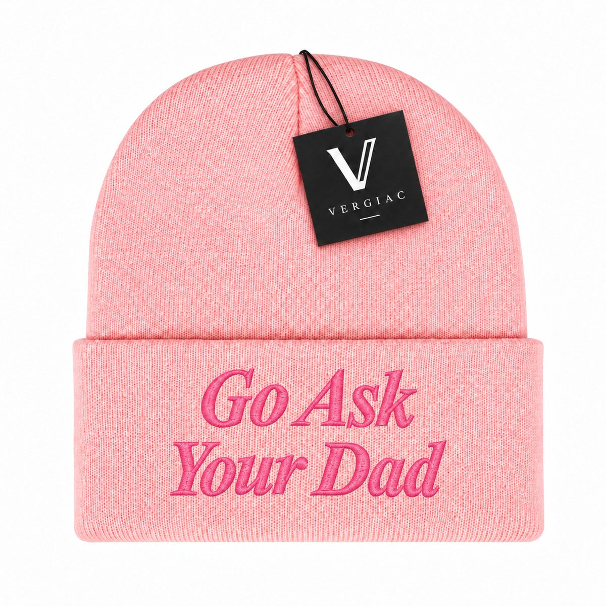 A Go Ask Your Dad Embroidered Acrylic Knitted Hat Unisex High Elasticity High Gram Weight Warm and Comfortable