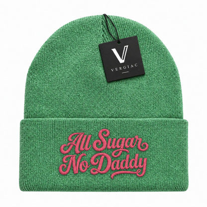 A All Sugar No Daddy Embroidered Acrylic Knitted Hat Unisex High Elasticity High Gram Weight Warm and Comfortable