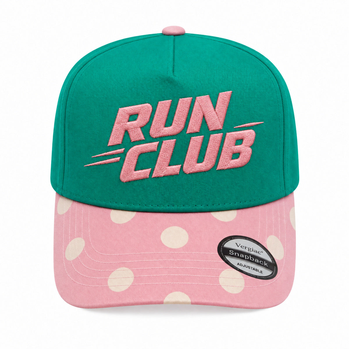 RUN CLUB Sports Letter Embroidered 5-Panel Cotton Trucker Hat with Printed Brim and Structured Front, Adjustable Unisex Baseball Cap, 1 Piece