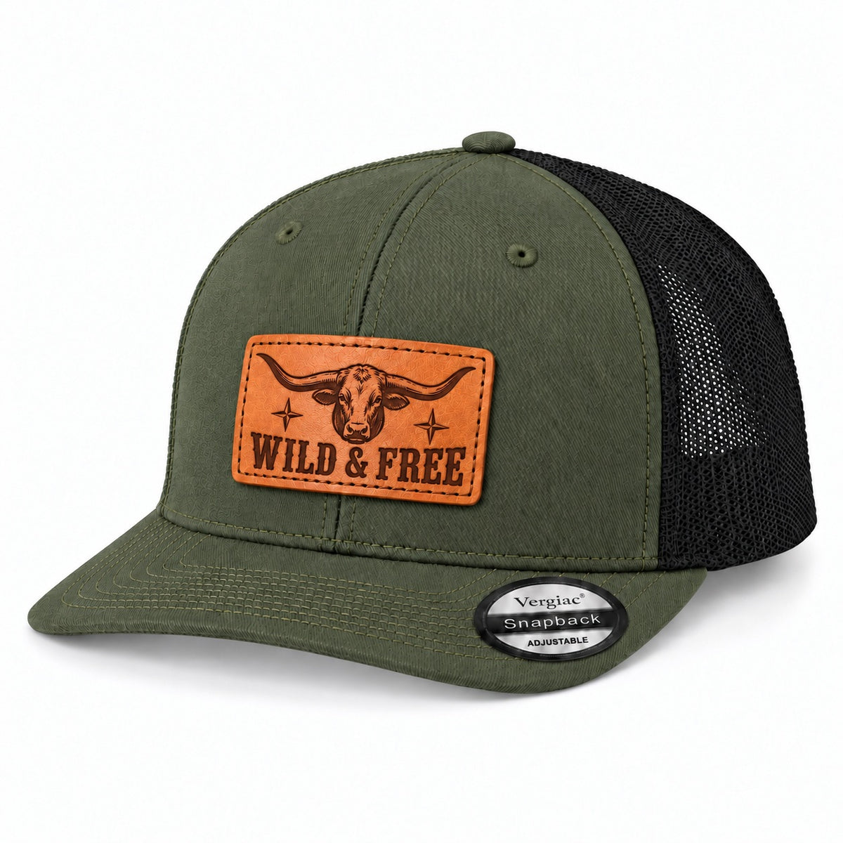 Wild and Free Leather Patch Trucker Hat