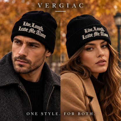 A Gothic font Embroidered Acrylic Knitted Hat Unisex High Elasticity High Gram Weight Warm and Comfortable