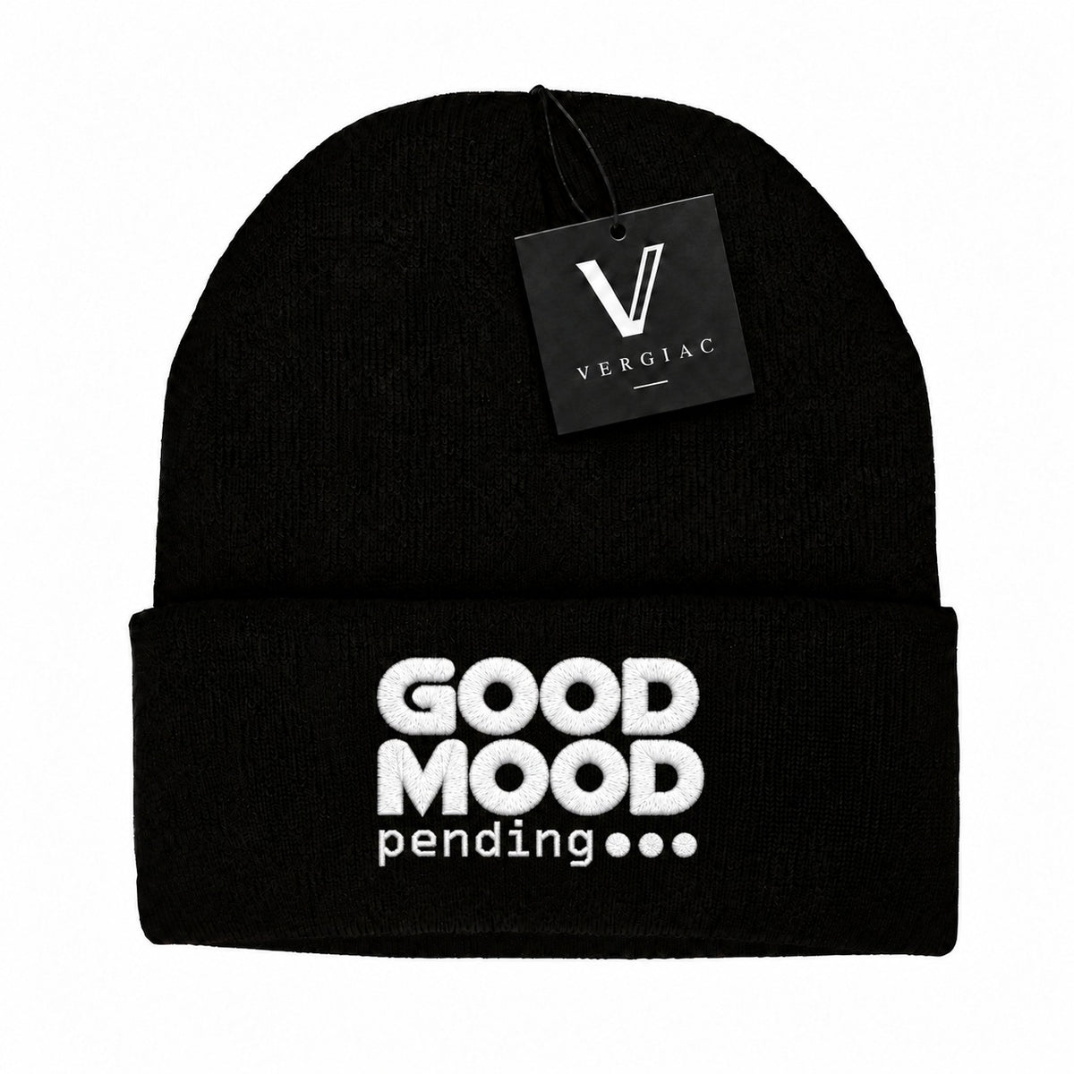 A GOOD MOOD pending... Embroidered Acrylic Knitted Hat Unisex High Elasticity High Gram Weight Warm and Comfortable