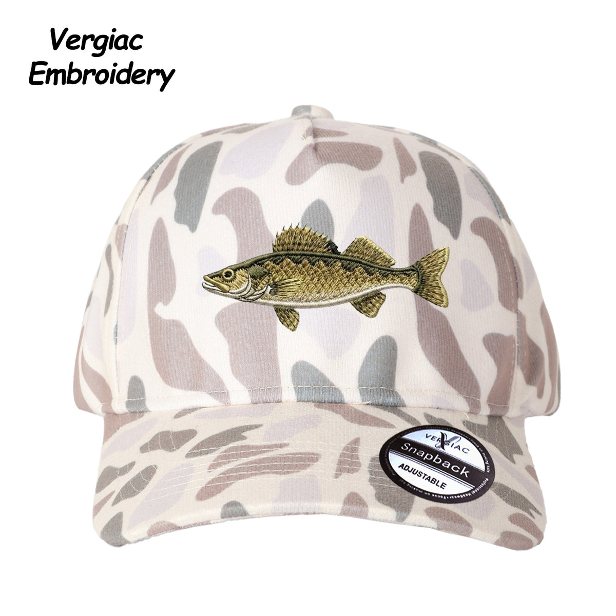 Walleye Embroidered Color Block Trucker Hat, Adjustable Unisex Cap for Travel and Everyday Wear