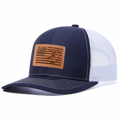 Antler And Bow Leather Patch Trucker Hat
