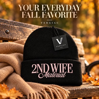 A 2ND WIFE Embroidered Acrylic Knitted Hat Unisex High Elasticity High Gram Weight Warm and Comfortable