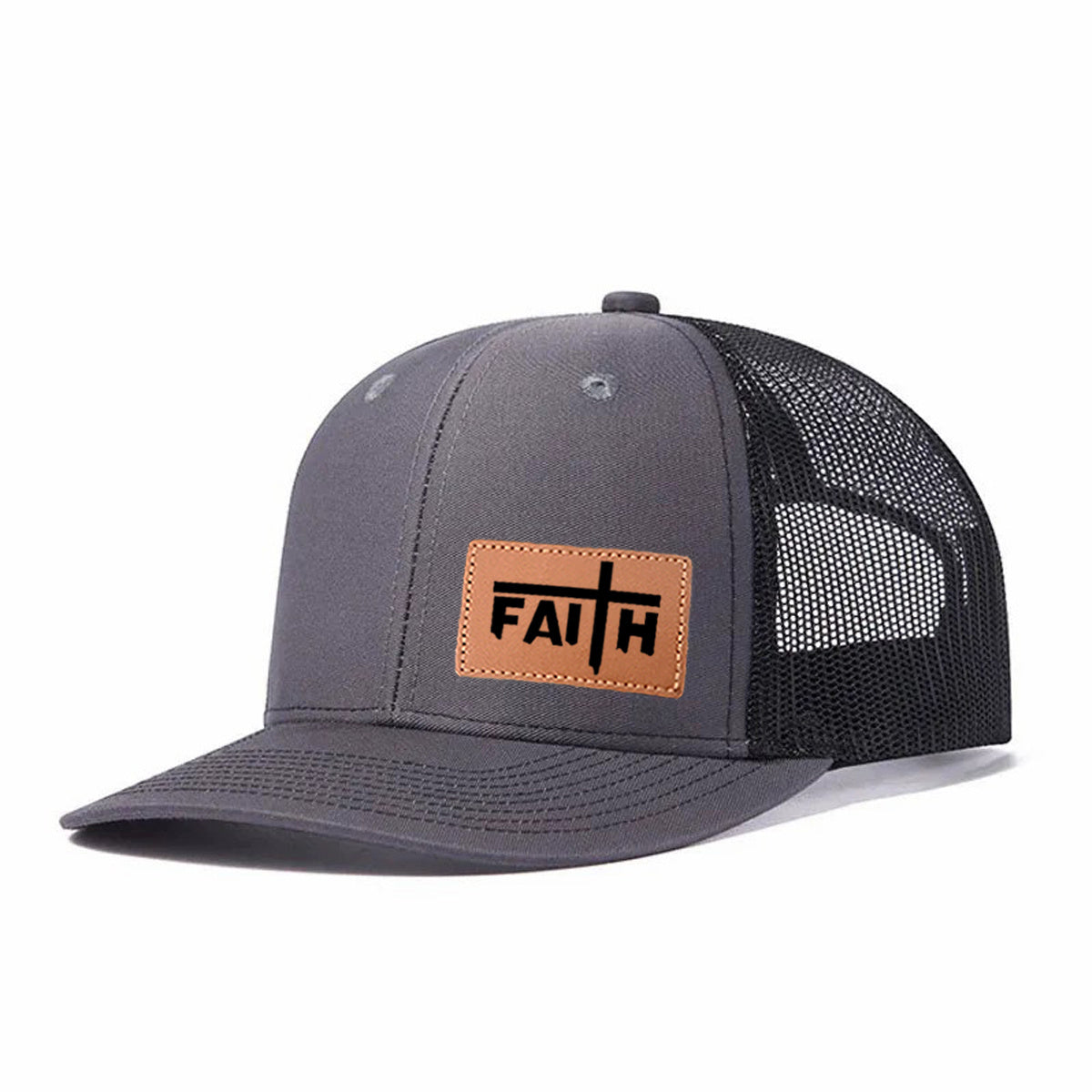 Faith Leather Patch Trucker Hat